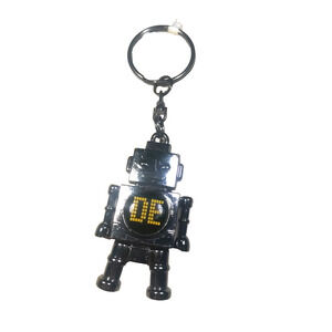 Delaware Articulated Movable Robot Silver Tone Metal Keychain